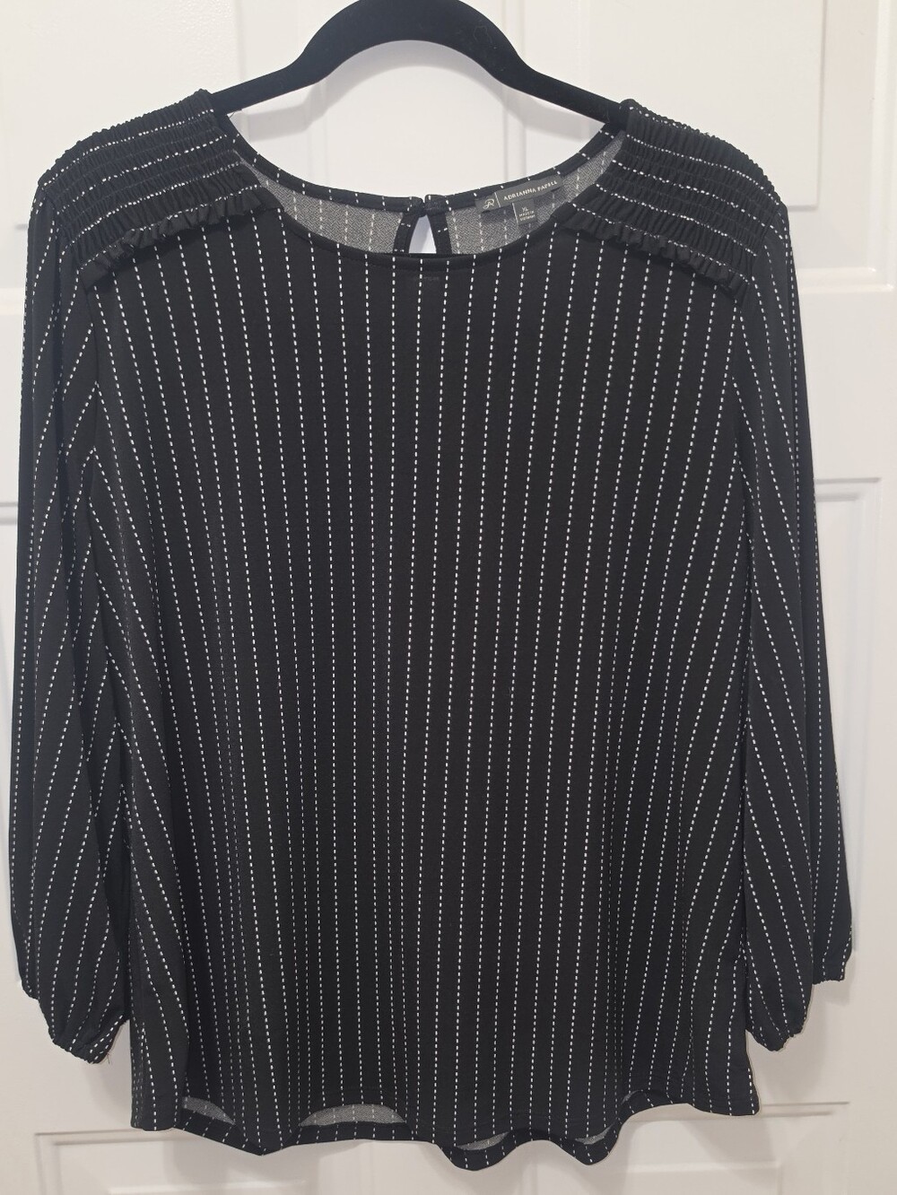 Adrianna Papell Black & White Pinstripe Blouse – Size XL - Picture 9 of 9